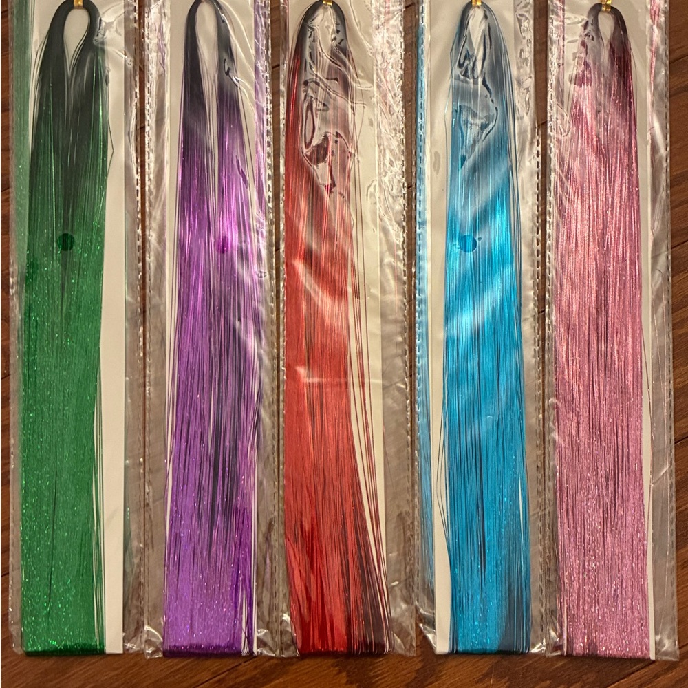 Amazon Colorful Hair Extensions Set - Green, Purple, Red, Blue, Pink